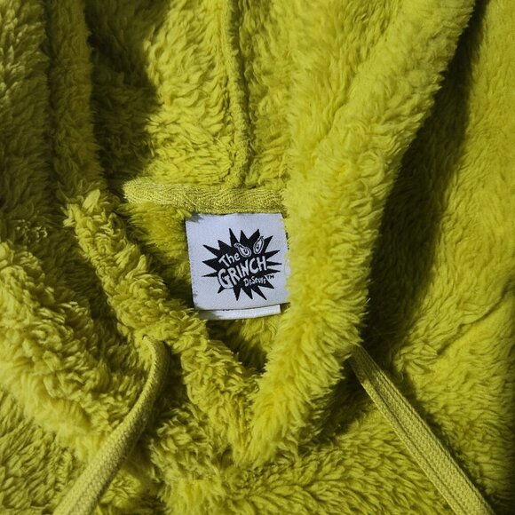 The Grinch Fleece Hoodie Crop Top Dr Seuss Size XL Green Big Grinch Face - Picture 8 of 13